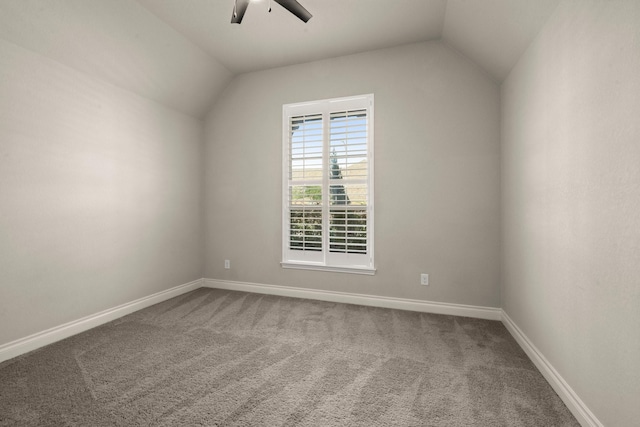16711 Arboleda Dr, Humble, TX 77346 - bonus room featuring lofted ceiling, ceiling fan, carpet, and baseboards