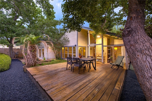 11815 Poplar Creek Dr, Houston, TX 77077 - wooden deck featuring outdoor dining area and fence