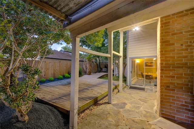 view of patio / terrace featuring a fenced backyard and a deck