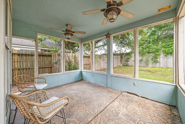 13907 Carrington Ln, Cypress, TX 77429 - unfurnished sunroom featuring ceiling fan and healthy amount of natural light