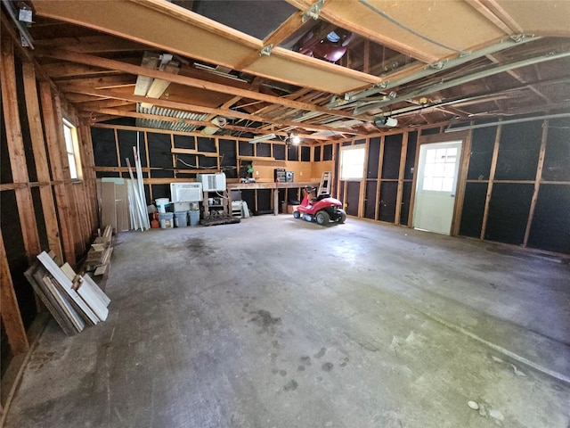 garage with a garage door opener