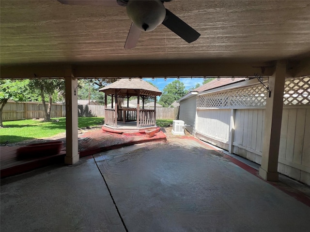 16418 York Minster Dr, Spring, TX 77379 - view of patio featuring a gazebo and a ceiling fan
