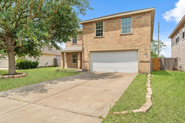 7931 Raven Creek Ln, Cypress, TX 77433 - traditional-style house featuring fence, a garage, driveway, and brick siding