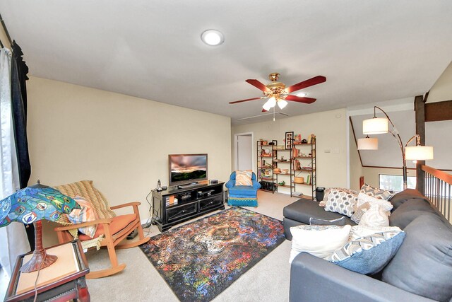 200 Old Bridge Lk, Houston, TX 77069 - carpeted living area with a ceiling fan