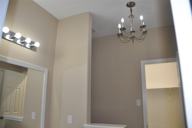 interior details with a chandelier