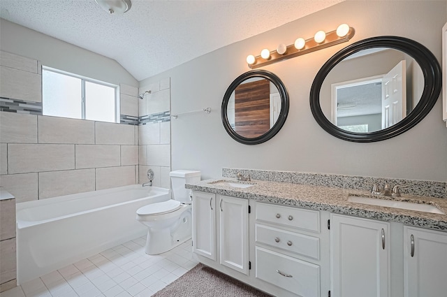 23931 Griffin House Ln, Katy, TX 77493 - full bath featuring toilet, a textured ceiling, double vanity, and a sink