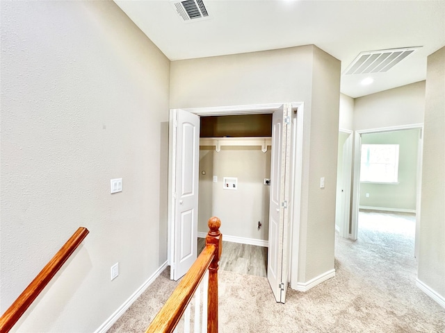 5602 Hirondel St A/B, Unit A/B Houston, TX 77033 - hall with baseboards, visible vents, and carpet