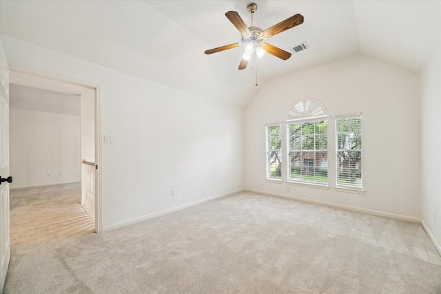 4406 Tarlton Way, Sugar Land, TX 77478 - spare room with carpet, vaulted ceiling, ceiling fan, and baseboards