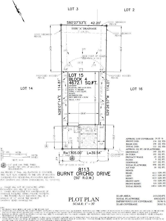 8113 Burnt Orchid Dr, Houston, TX 77016 - survey map / technical document