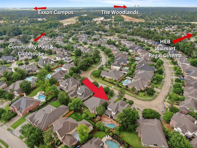 aerial view featuring a residential view