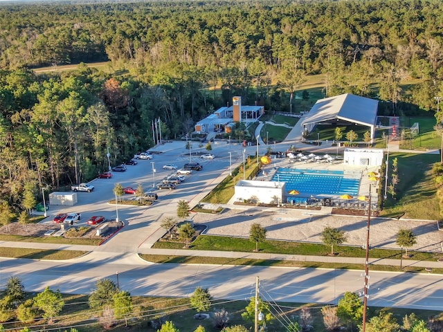 drone / aerial view with a view of trees