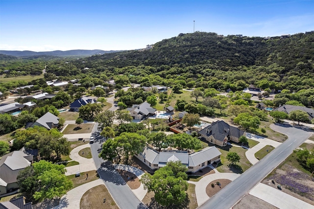 birds eye view of property featuring a mountain view and a residential view