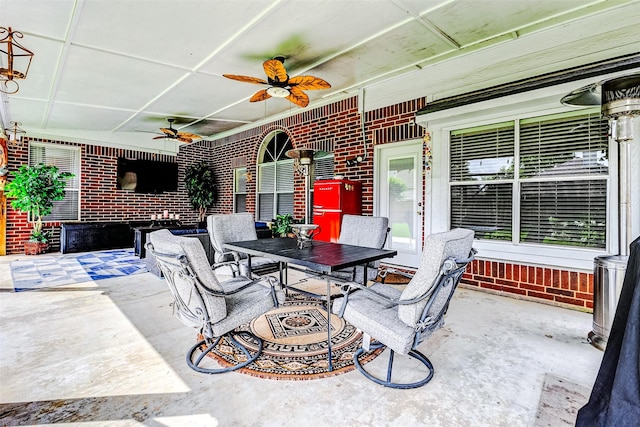 939 Legend Spring Dr, Katy, TX 77494 - view of patio featuring outdoor dining space and ceiling fan