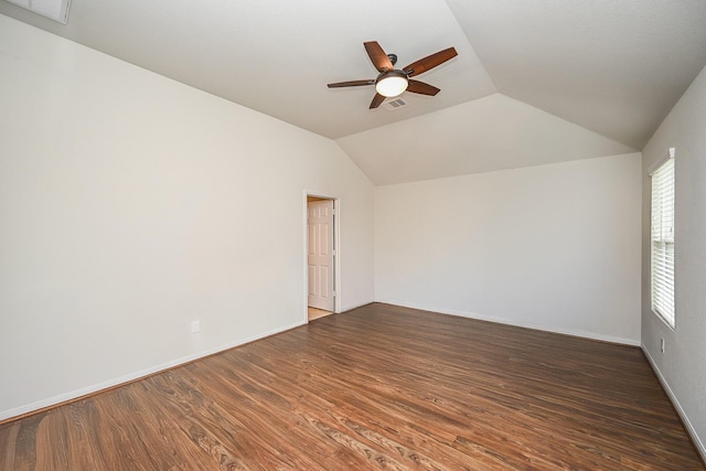 15111 Longleaf Forest Dr, Houston, TX 77090 - spare room featuring ceiling fan, vaulted ceiling, wood finished floors, and visible vents