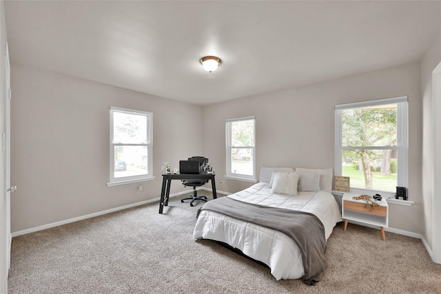 bedroom with carpet floors and baseboards