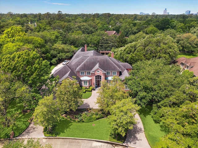 2 Wexford Ct, Piney Point Village, TX 77024 - aerial view of property and surrounding area with a forest