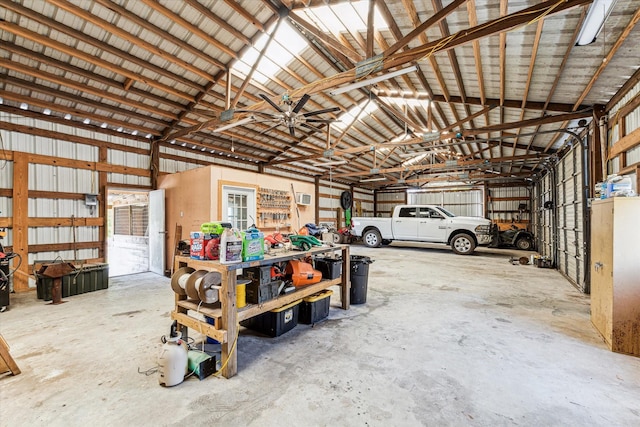 garage featuring metal wall