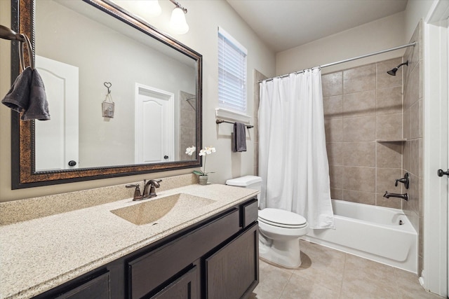 8143 Black Percher St, Conroe, TX 77385 - full bath featuring vanity, shower / bath combo, toilet, and tile patterned floors