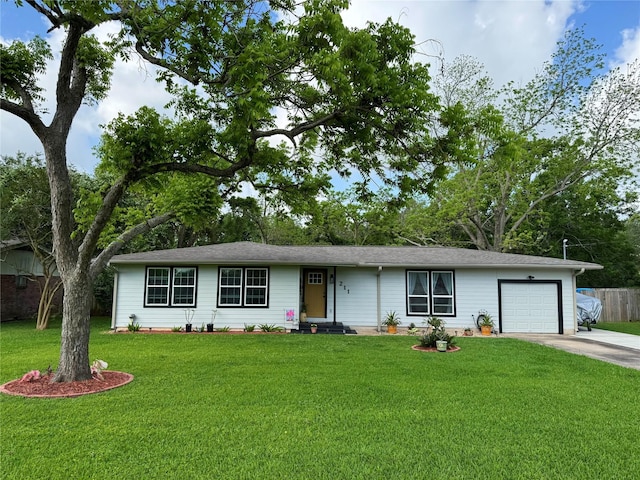 211 Southern Oaks Dr, Lake Jackson, TX 77566 - ranch-style home with driveway, fence, a front lawn, and an attached garage