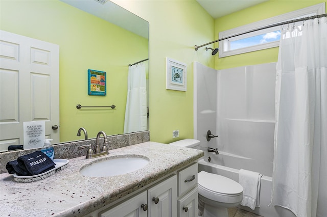 3347 Prides Way, Crystal Beach, TX 77650 - full bathroom with vanity, toilet, and shower / tub combo with curtain