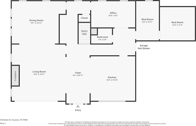 412 Redan St, Houston, TX 77009 - floor plan / room layout