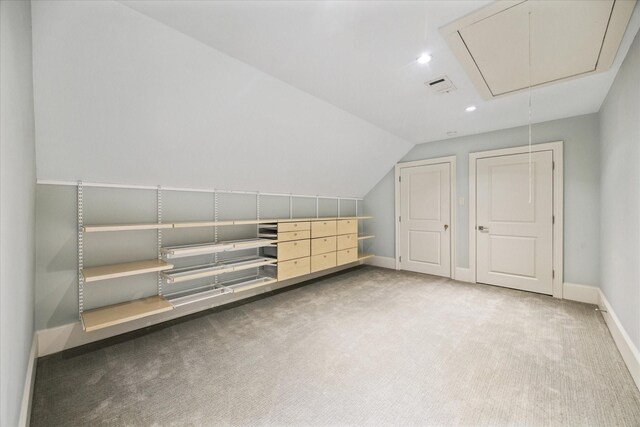 412 Redan St, Houston, TX 77009 - bonus room with attic access, carpet, baseboards, vaulted ceiling, and recessed lighting
