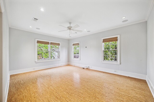412 Redan St, Houston, TX 77009 - unfurnished room featuring healthy amount of natural light, crown molding, a ceiling fan, recessed lighting, and baseboards