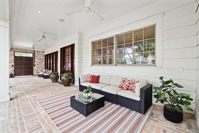412 Redan St, Houston, TX 77009 - view of patio / terrace with a ceiling fan and an outdoor hangout area