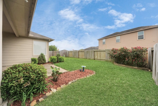 view of yard featuring a fenced backyard