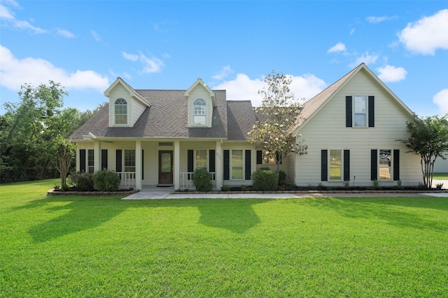 331 Moonshine Hill Rd, Houston, TX 77338 - cape cod house featuring covered porch, roof with shingles, and a front yard