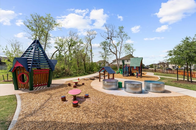 community play area featuring fence