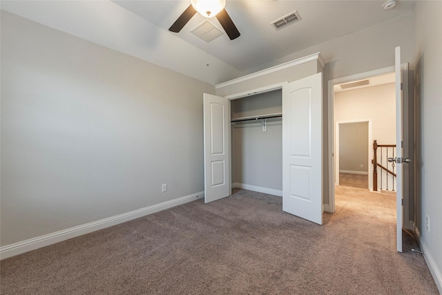 3302 Indigo Acres Ct, Katy, TX 77494 - unfurnished bedroom with baseboards, visible vents, carpet floors, and a closet
