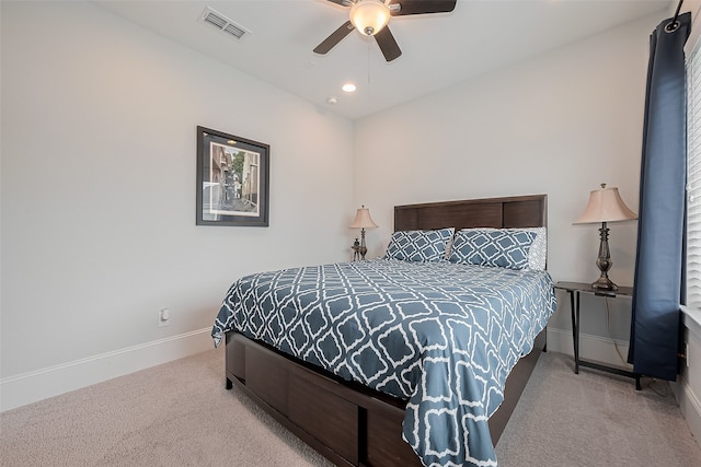 8820 Ashbloom Ln, Houston, TX 77080 - bedroom with carpet flooring, baseboards, recessed lighting, and ceiling fan