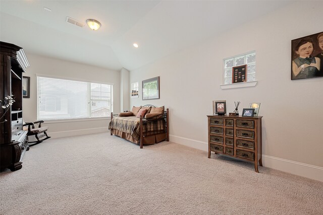 8820 Ashbloom Ln, Houston, TX 77080 - living area featuring carpet flooring, baseboards, and vaulted ceiling