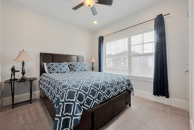8820 Ashbloom Ln, Houston, TX 77080 - carpeted bedroom featuring ceiling fan, baseboards, and recessed lighting