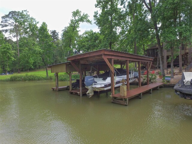 70 Lower Cove Dr, Point Blank, TX 77364 - dock featuring boat lift and a water view