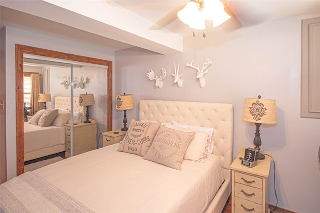 70 Lower Cove Dr, Point Blank, TX 77364 - bedroom featuring a closet and a ceiling fan