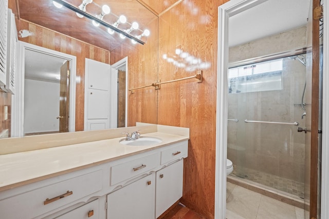 7718 Pella Dr, Houston, TX 77036 - bathroom with toilet, a shower stall, and vanity