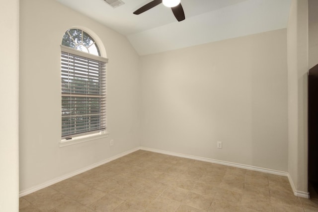 1318 Evermore Manor Ln, Houston, TX 77073 - empty room with ceiling fan, lofted ceiling, and baseboards