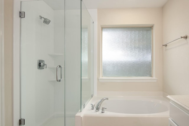 1318 Evermore Manor Ln, Houston, TX 77073 - bathroom with a shower stall, a bath, and vanity