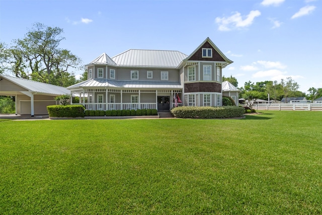2215 Pecan Lake Dr, Richmond, TX 77406 - view of front facade with covered porch and metal roof