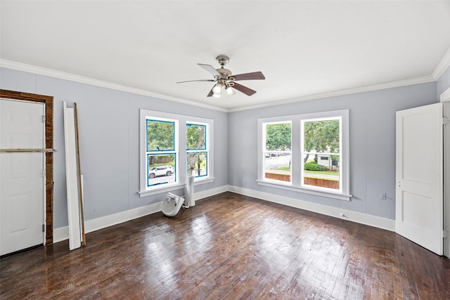212 W Alabama St, Wharton, TX 77488 - unfurnished bedroom with ornamental molding, wood finished floors, and a ceiling fan
