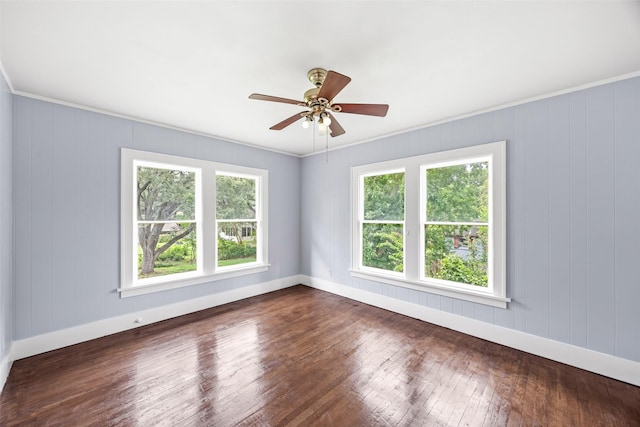 212 W Alabama St, Wharton, TX 77488 - empty room with wood-type flooring, a ceiling fan, and crown molding