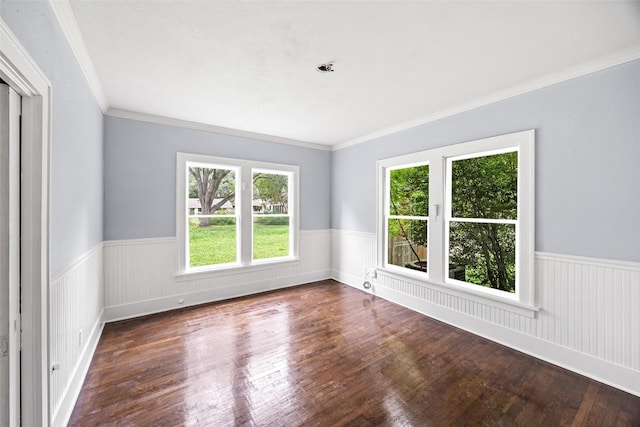 212 W Alabama St, Wharton, TX 77488 - empty room featuring a wainscoted wall, wood finished floors, and ornamental molding