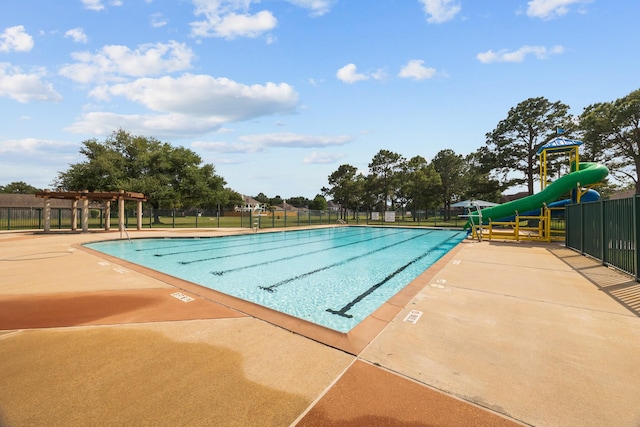 16511 Crystal View Ct, Houston, TX 77095 - community pool with fence, a water slide, and playground community