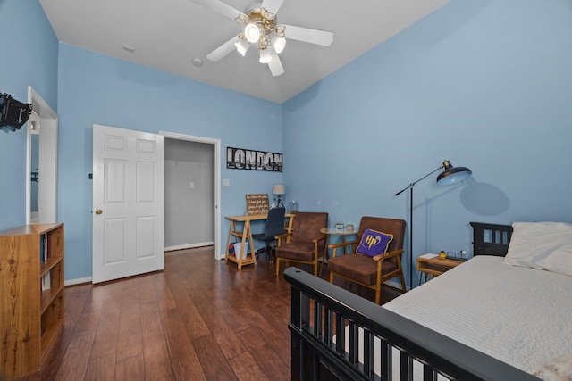 16511 Crystal View Ct, Houston, TX 77095 - bedroom with baseboards, ceiling fan, and wood finished floors