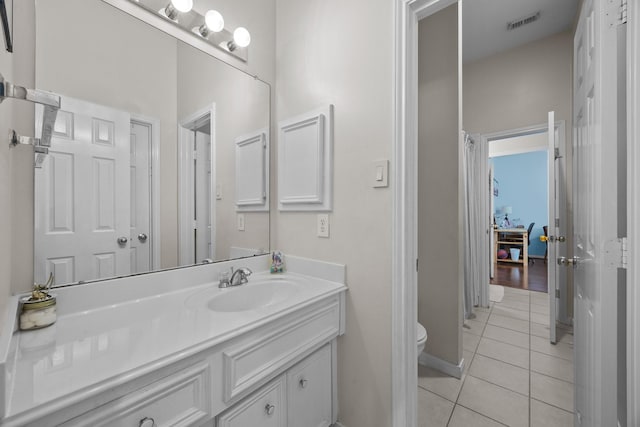 16511 Crystal View Ct, Houston, TX 77095 - bathroom with vanity, tile patterned flooring, toilet, and visible vents