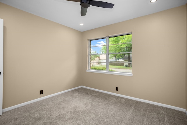 106 Rosewood Dr, Crockett, TX 75835 - spare room featuring baseboards, recessed lighting, a ceiling fan, and carpet