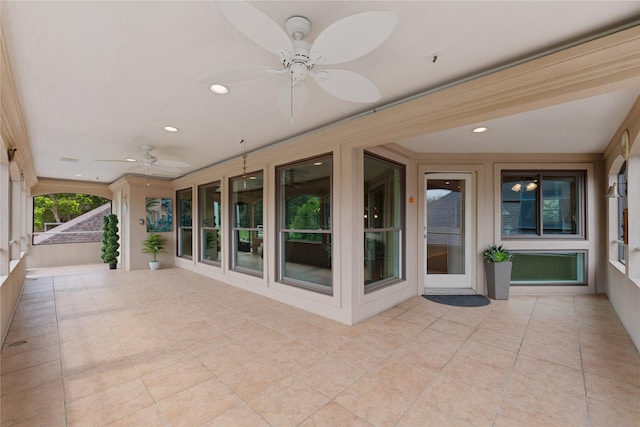 view of patio with a ceiling fan