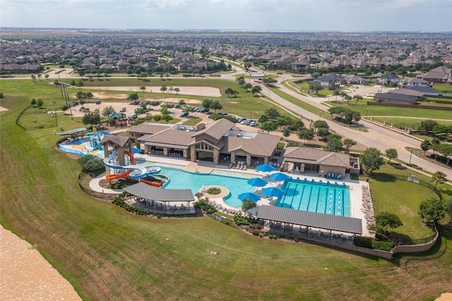 drone / aerial view with a residential view
